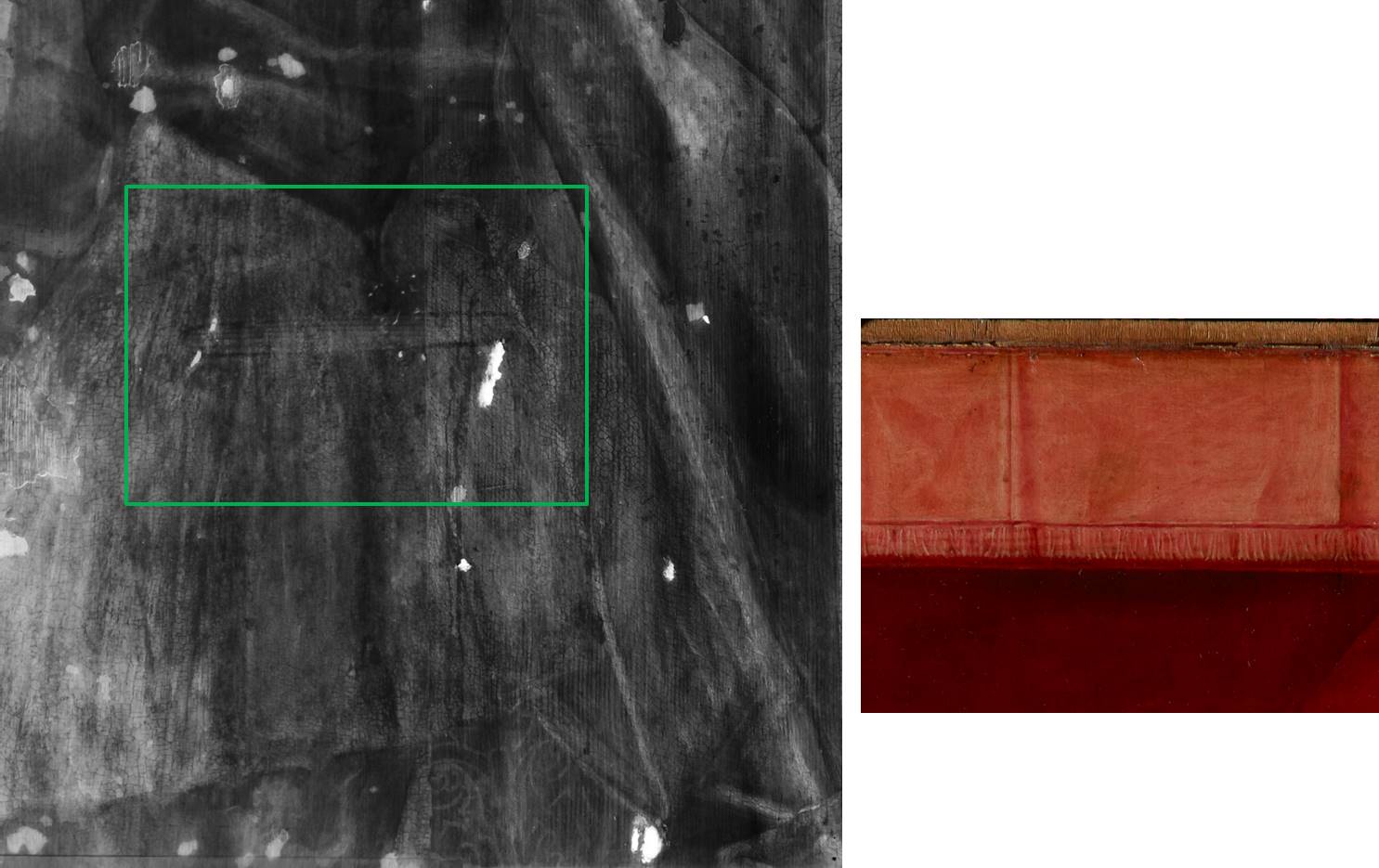 Detail of the panels including an x-ray image