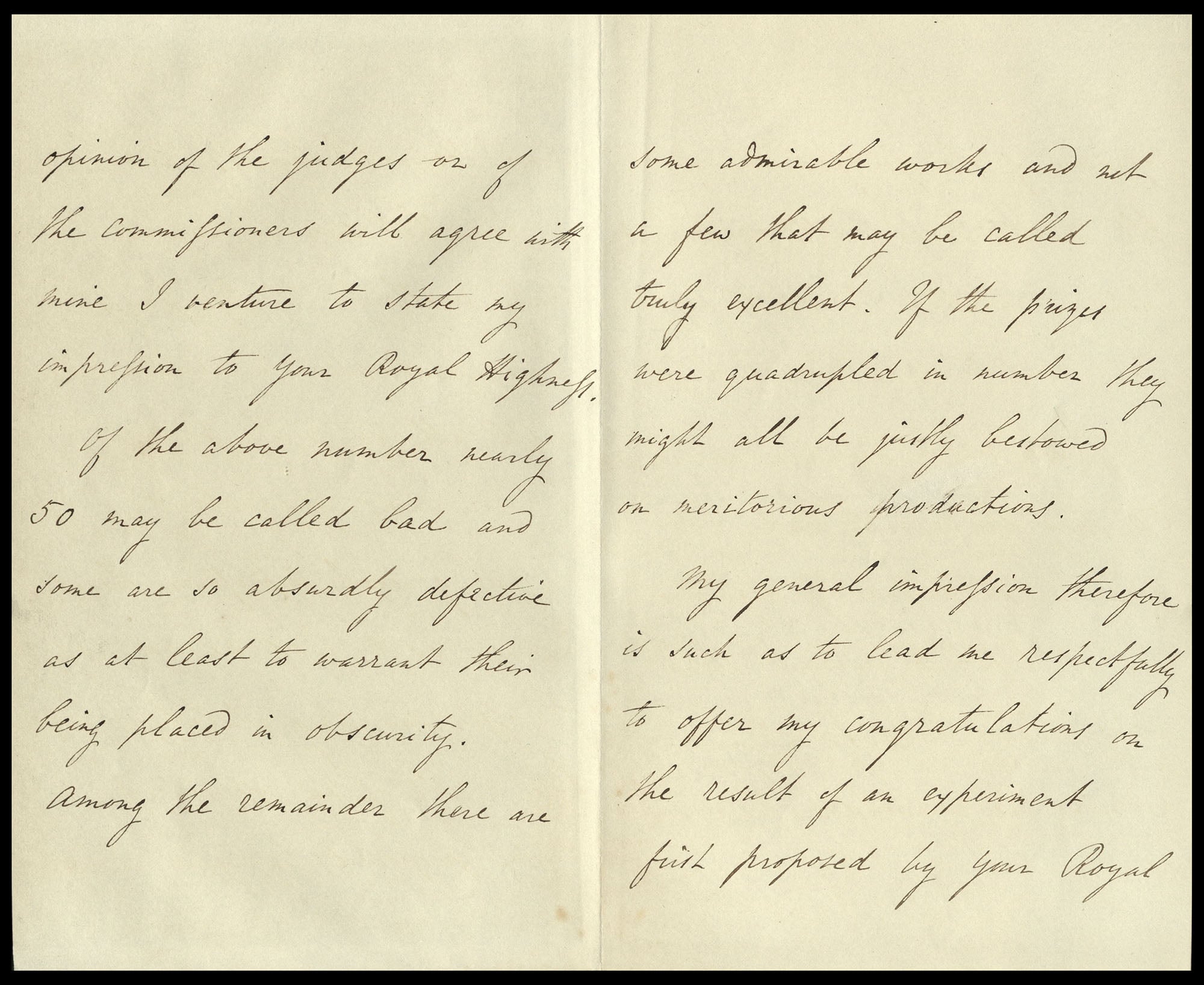 Second page of letter from Charles Eastlake to Prince Albert
