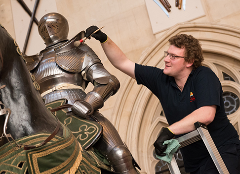 Armour being cleaned at Windsor Castle Armour being cleaned at Windsor Castle
