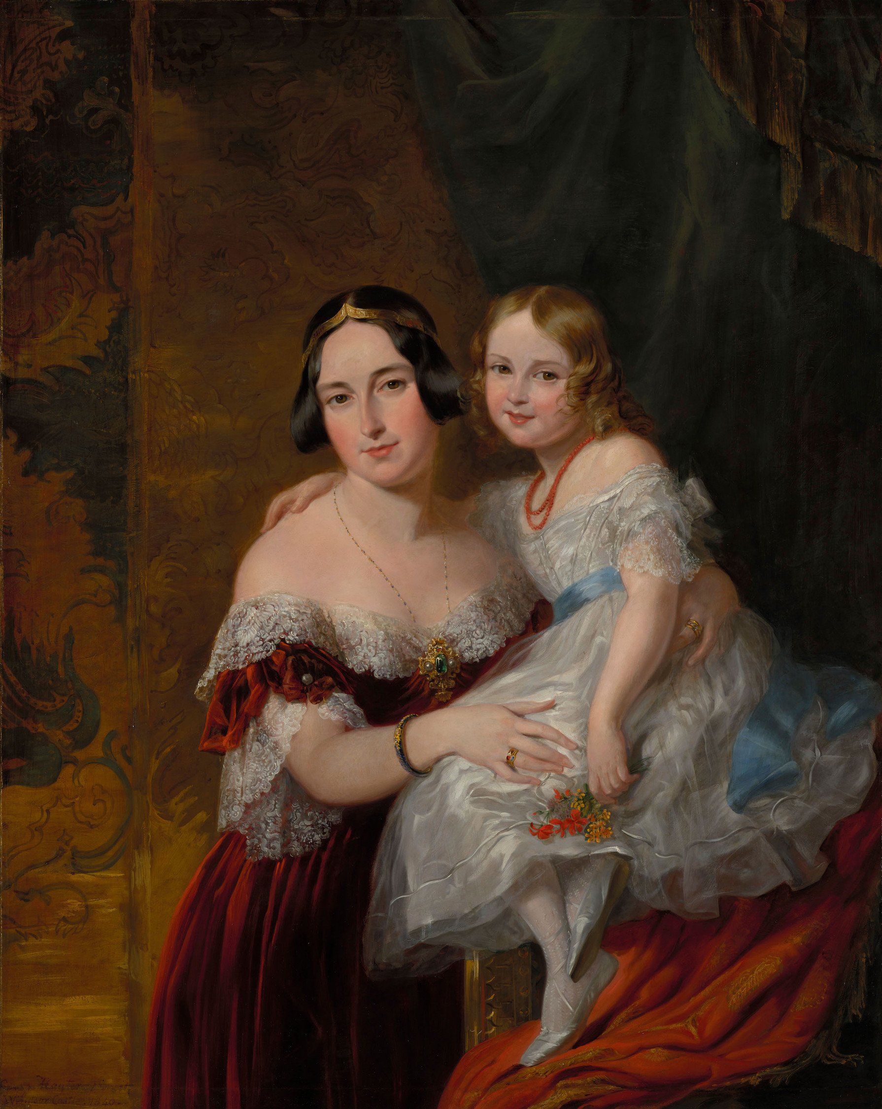 Feodora was Queen Victoria's half-sister from their mother's first marriage and the two were very close.  Feodora had married Ernest, Prince of Hohenlohe-Langenburg, in 1828 and she and Adelaide were in England for the Queen's marriage. Victoria recorded 