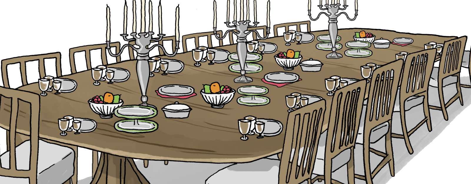 Illustration of dining table