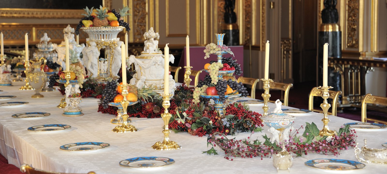 Christmas display, State Dining Room at Windsor Castle