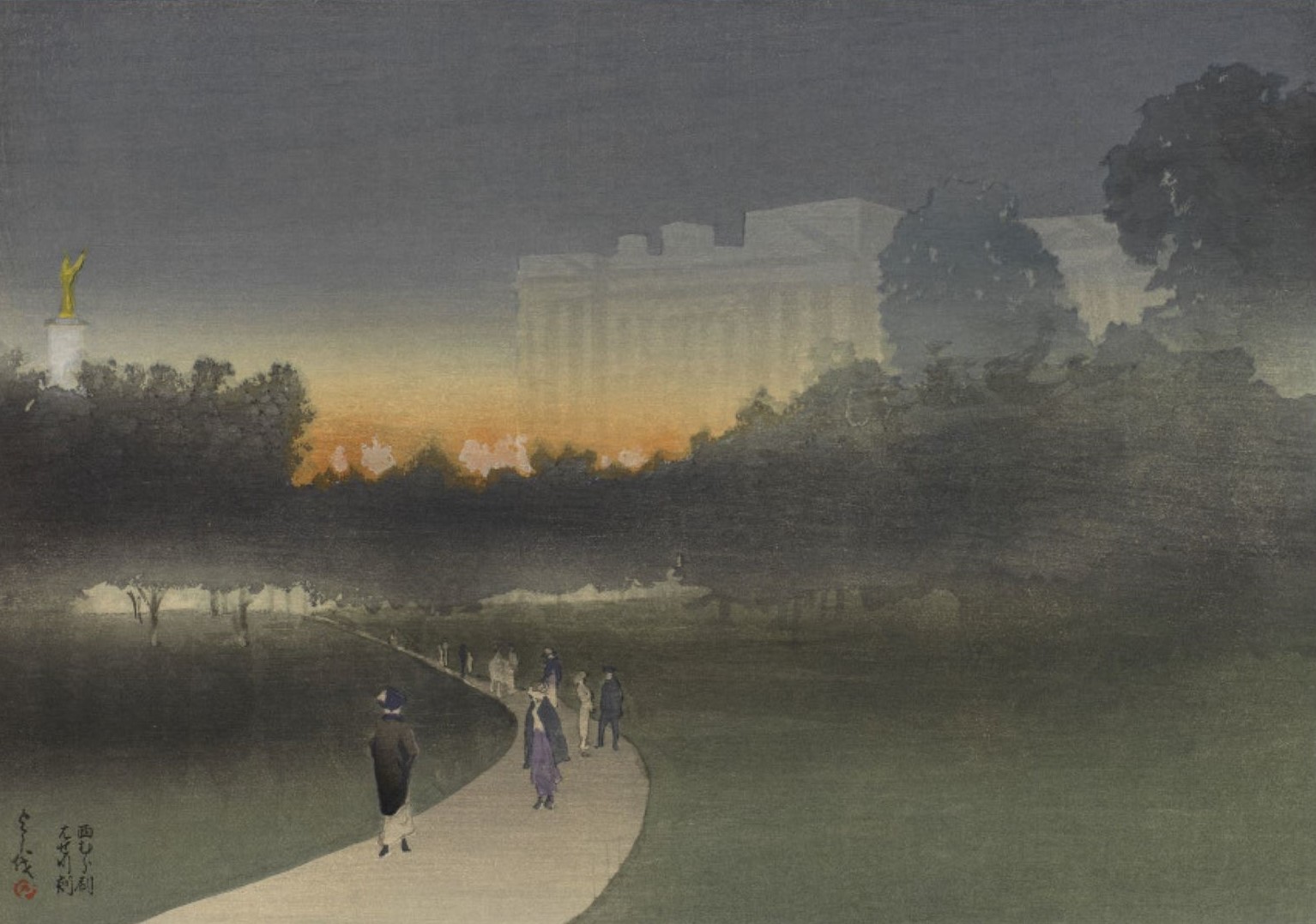 Buckingham Palace, London, seen across Green Park c. 1911 RCIN 702798