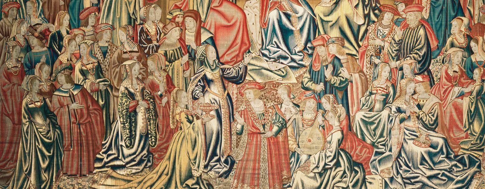 Tapestry of gathering of people