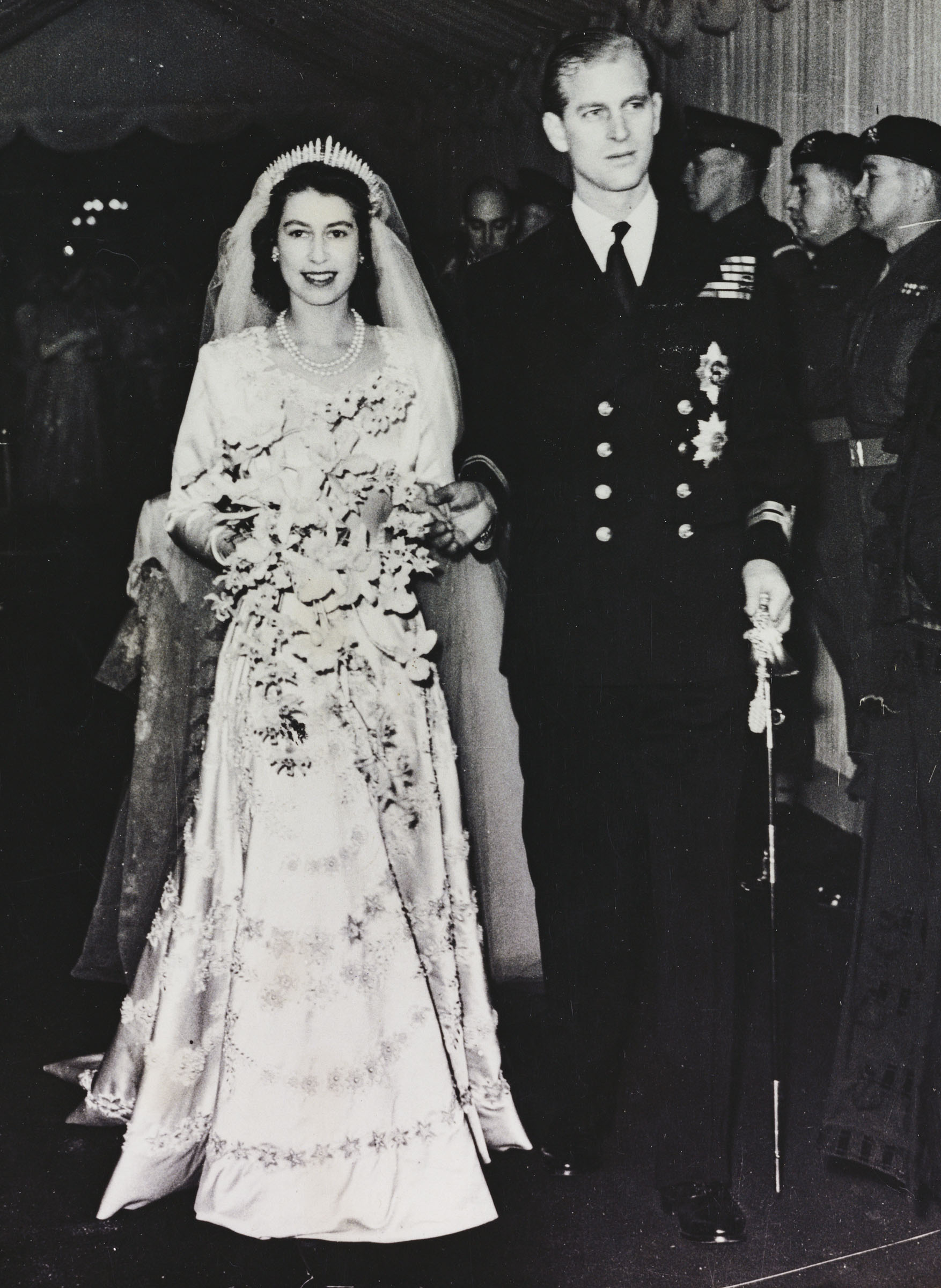 Princess Elizabeth and Lieutenant Philip Mountbatten on their wedding day