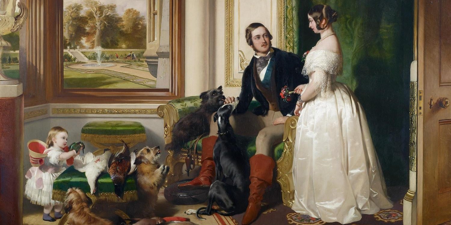 A painting showing a young Queen Victoria and Prince Albert at home at Windsor Castle