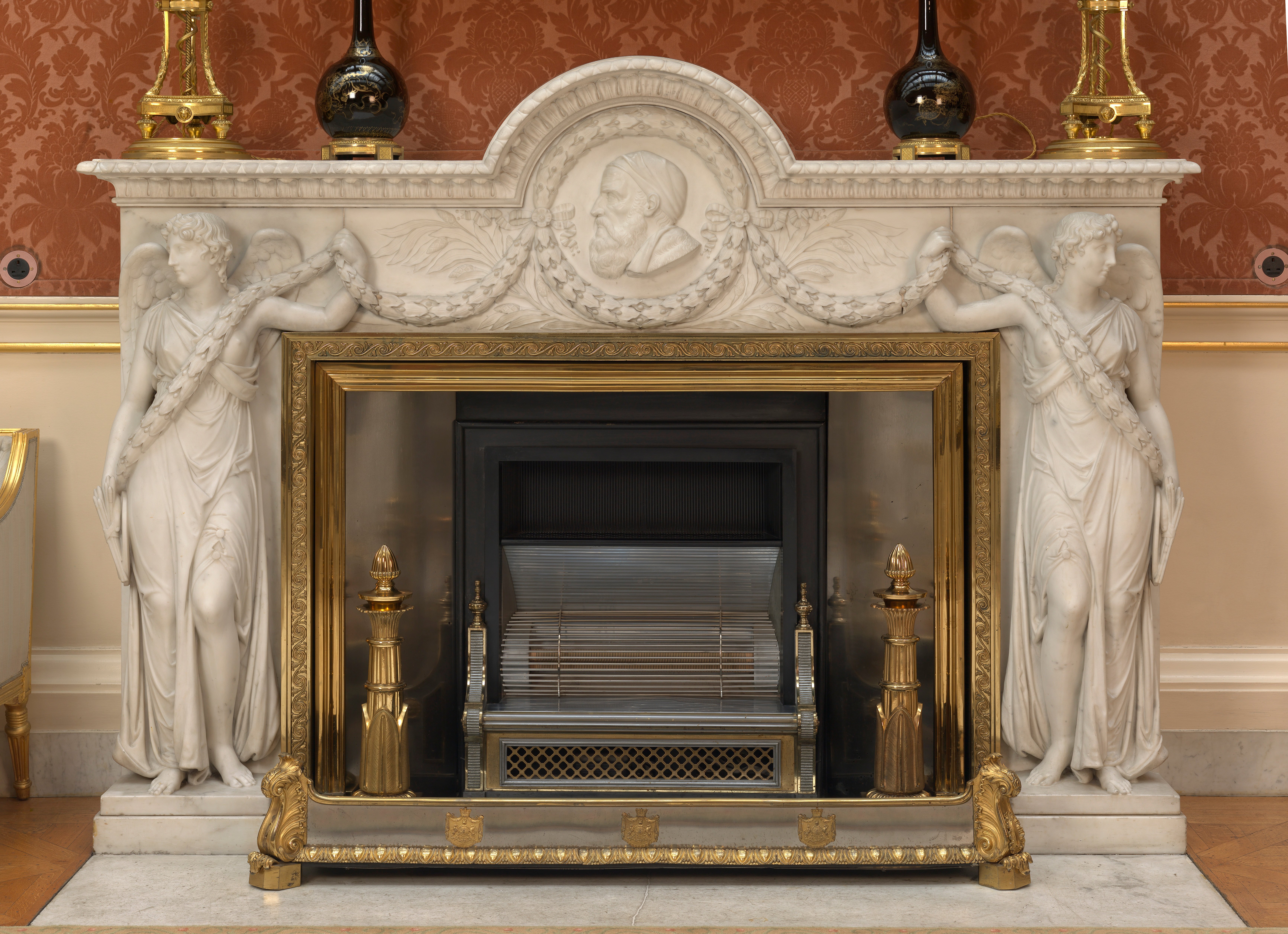 Joseph Browne, Marble chimneypiece incorporating a medallion of Titian (RCIN 68871.4) A marble chimneypiece