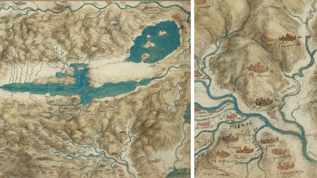 A map of southern Tuscany, c.1503 (RCIN 912278) A map of southern Tuscany, c.1503 (RCIN 912278)