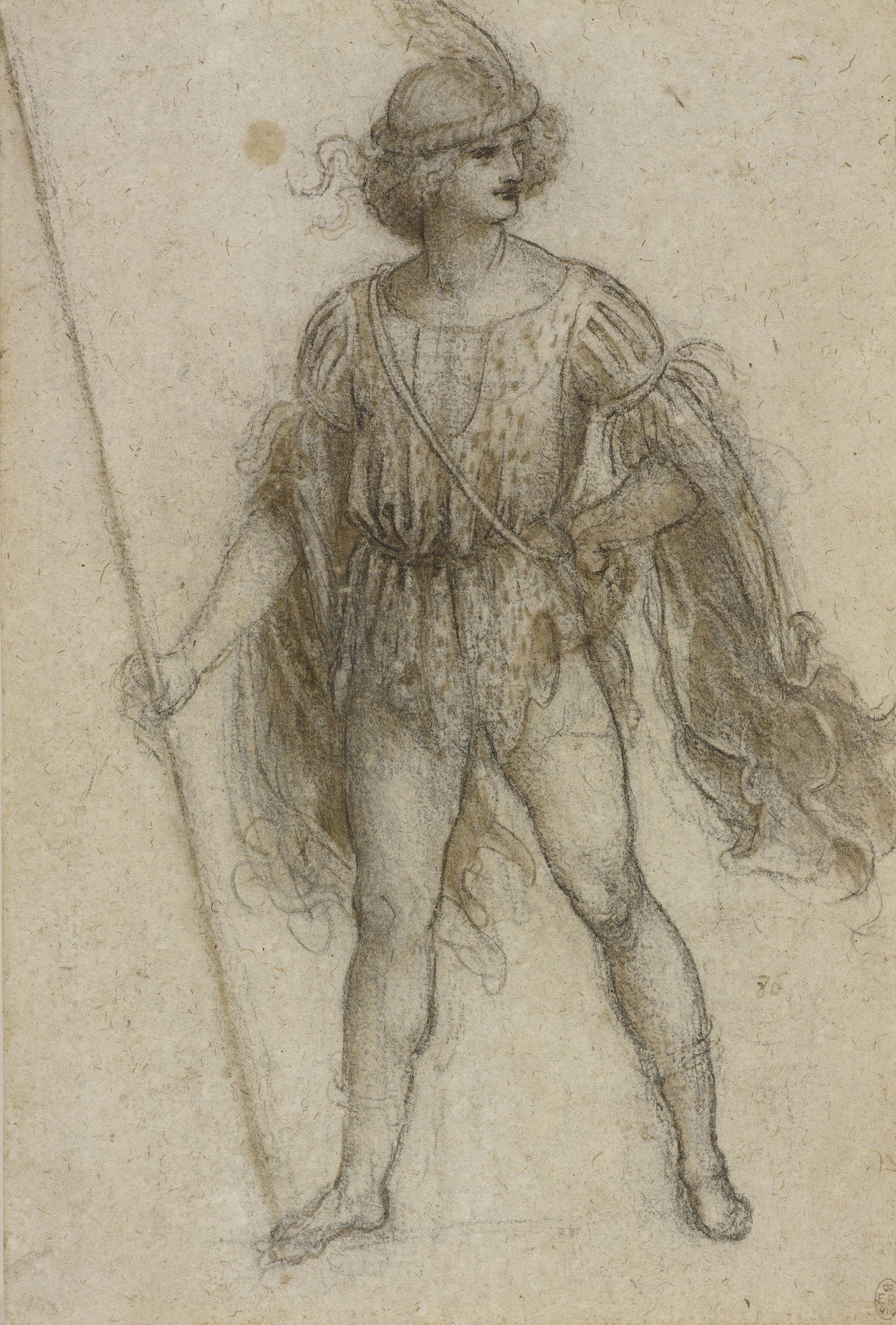 A costume study for a masque by Leonardo da Vinci.