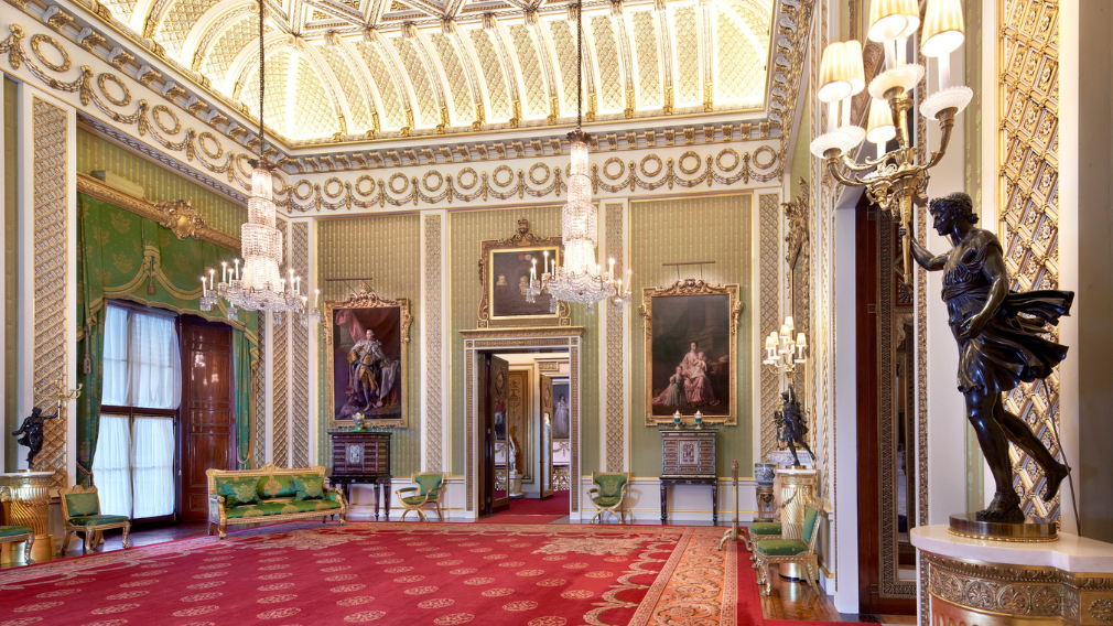 The Green Drawing Room at Buckingham Palace A view of the Green Drawing Room at Buckingham Palace.