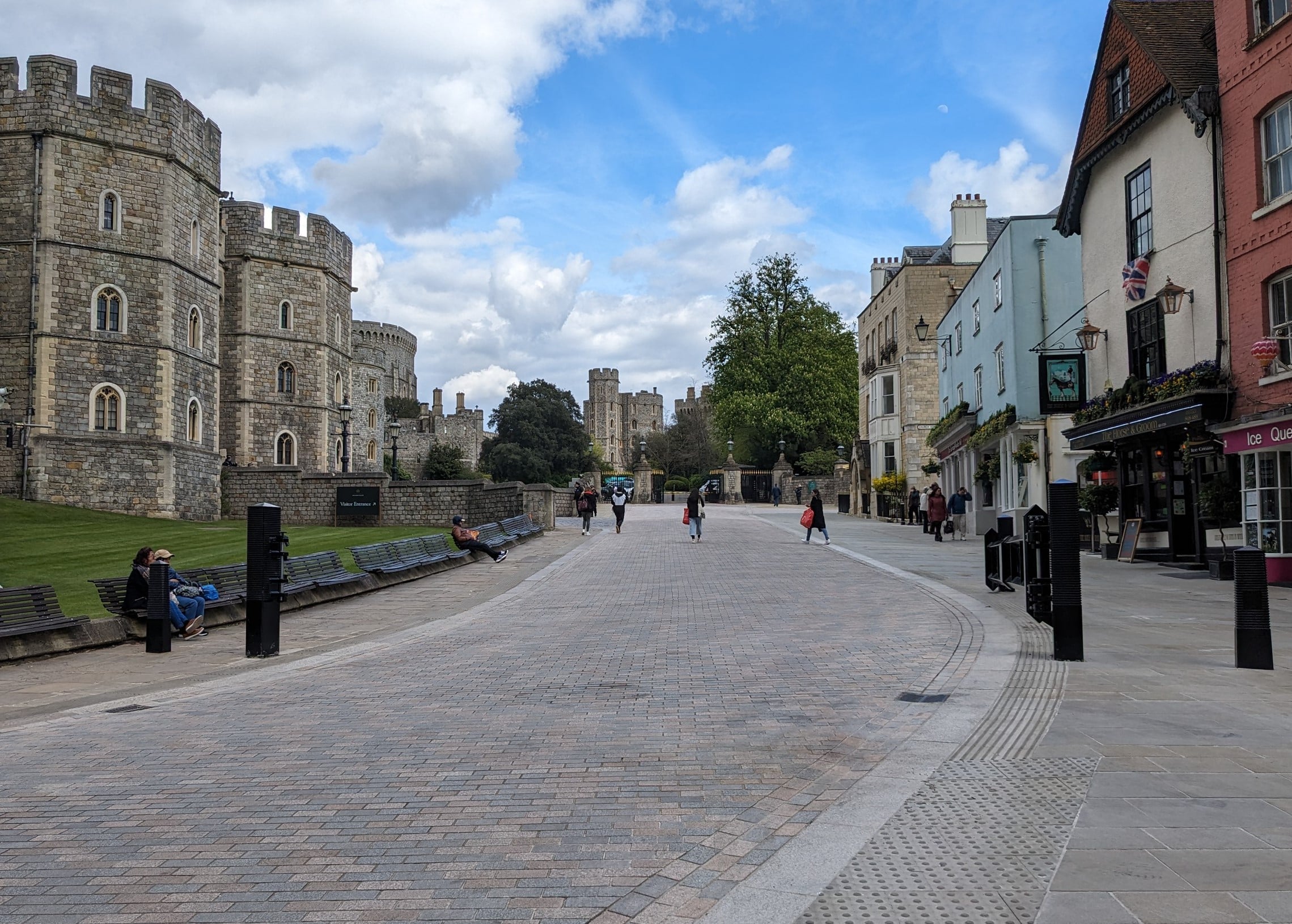 A view of the pedestrianised road up to the Castle entrance