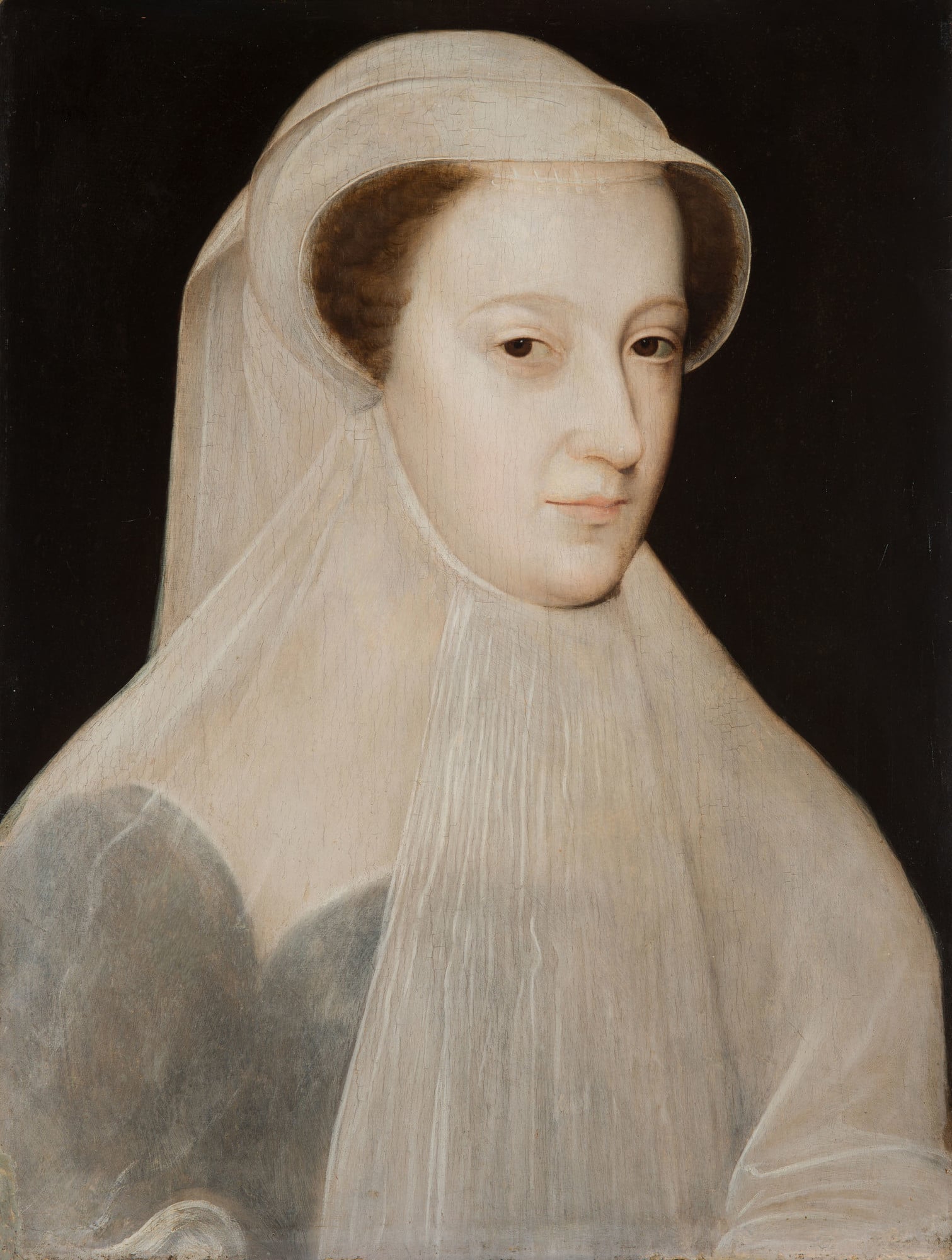 François Clouet, Mary, Queen of Scots, c. 1560-61 (RCIN 403429) A portrait of Mary, Queen of Scots in a mourning dress by François Clouet.