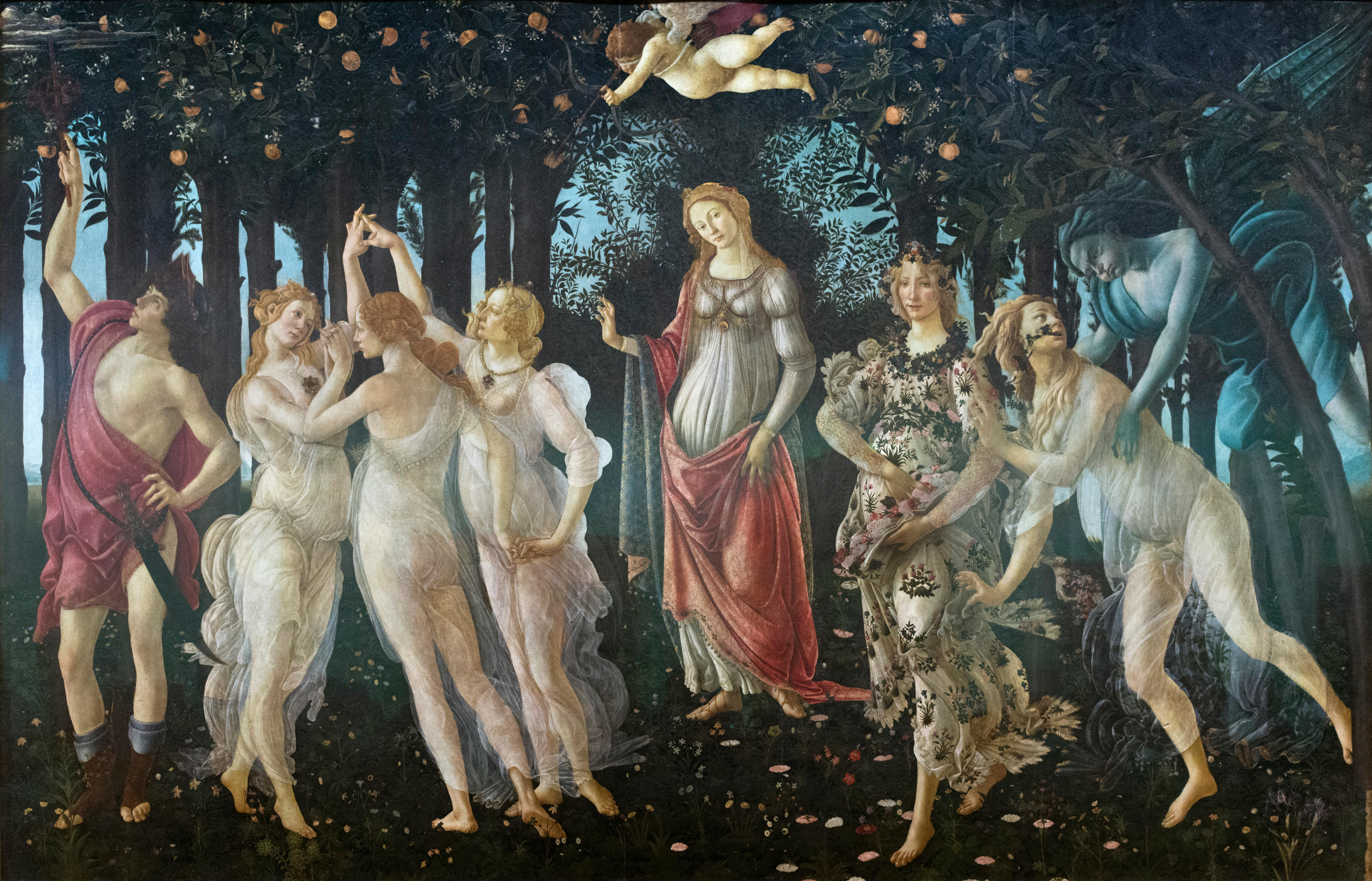A painting of figures from classical mythology in a garden.