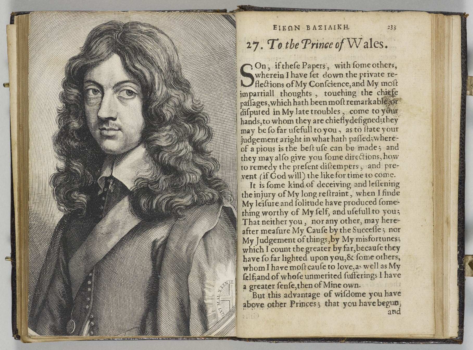 Attributed to Charles I, Eikon Basilike, 1648 (RCIN 1098474) The Eikon Basilike, attributed to Charles I.