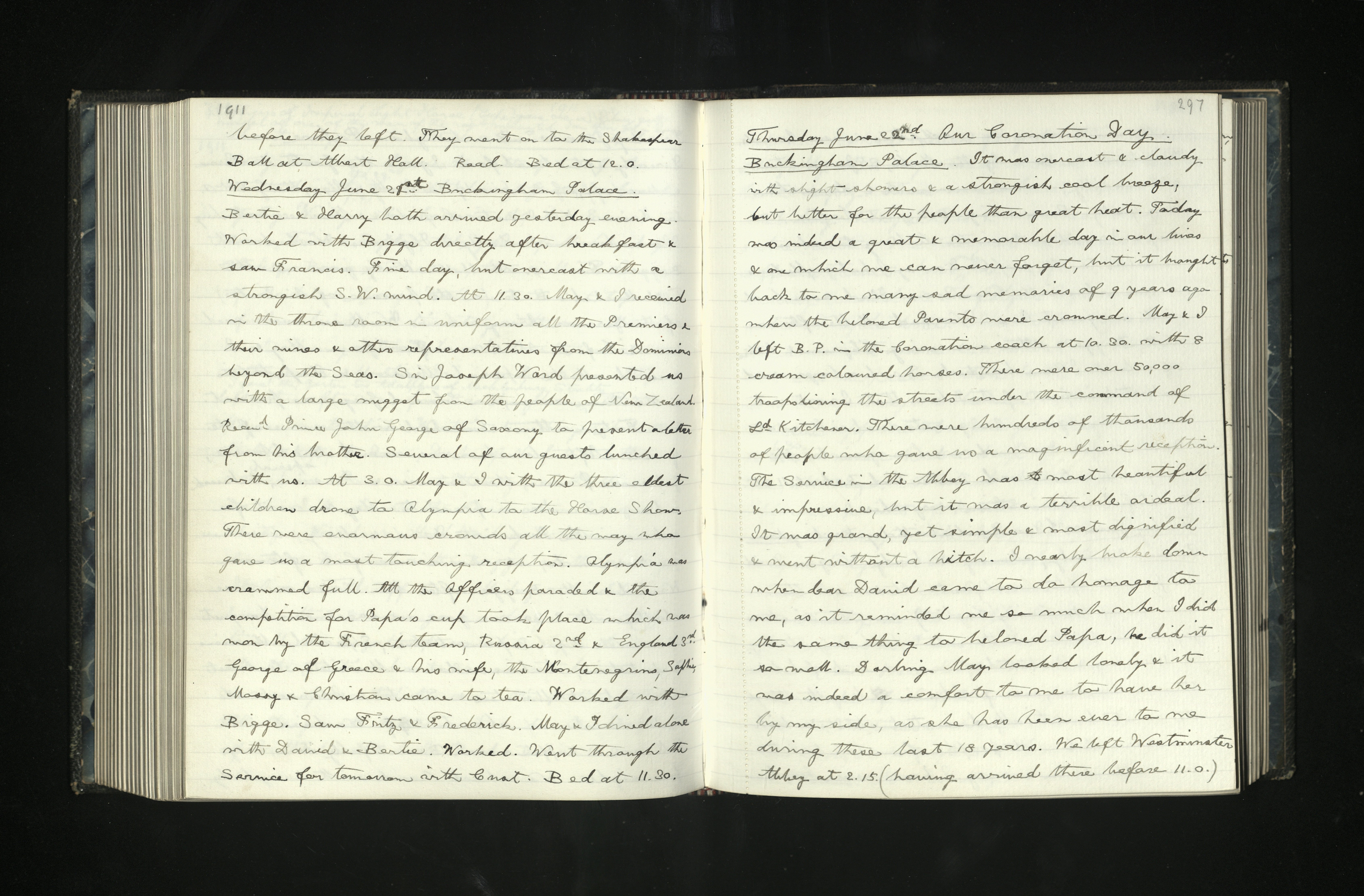 George V’s diary entry from Coronation Day