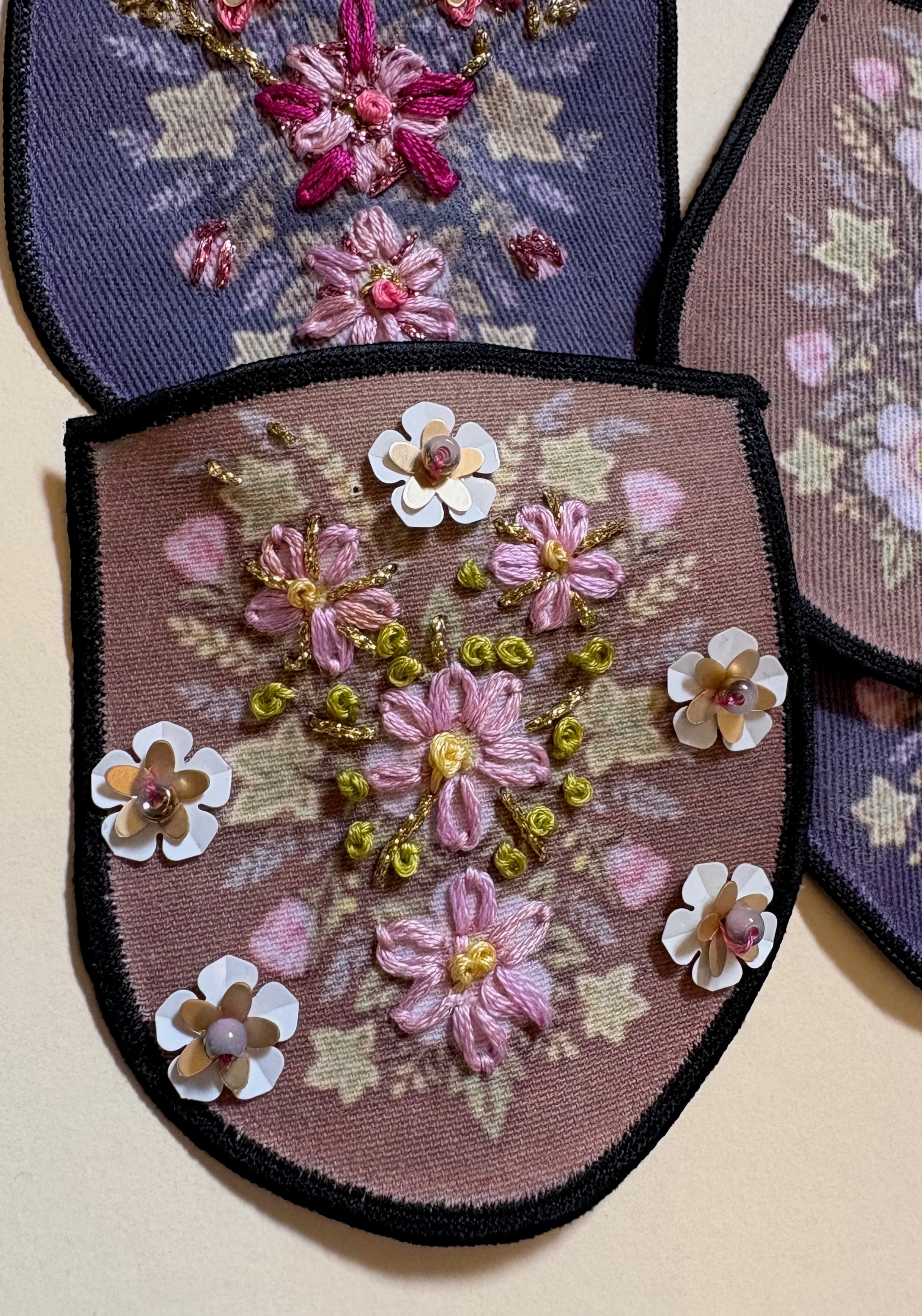 Close up image of two of the completed patches