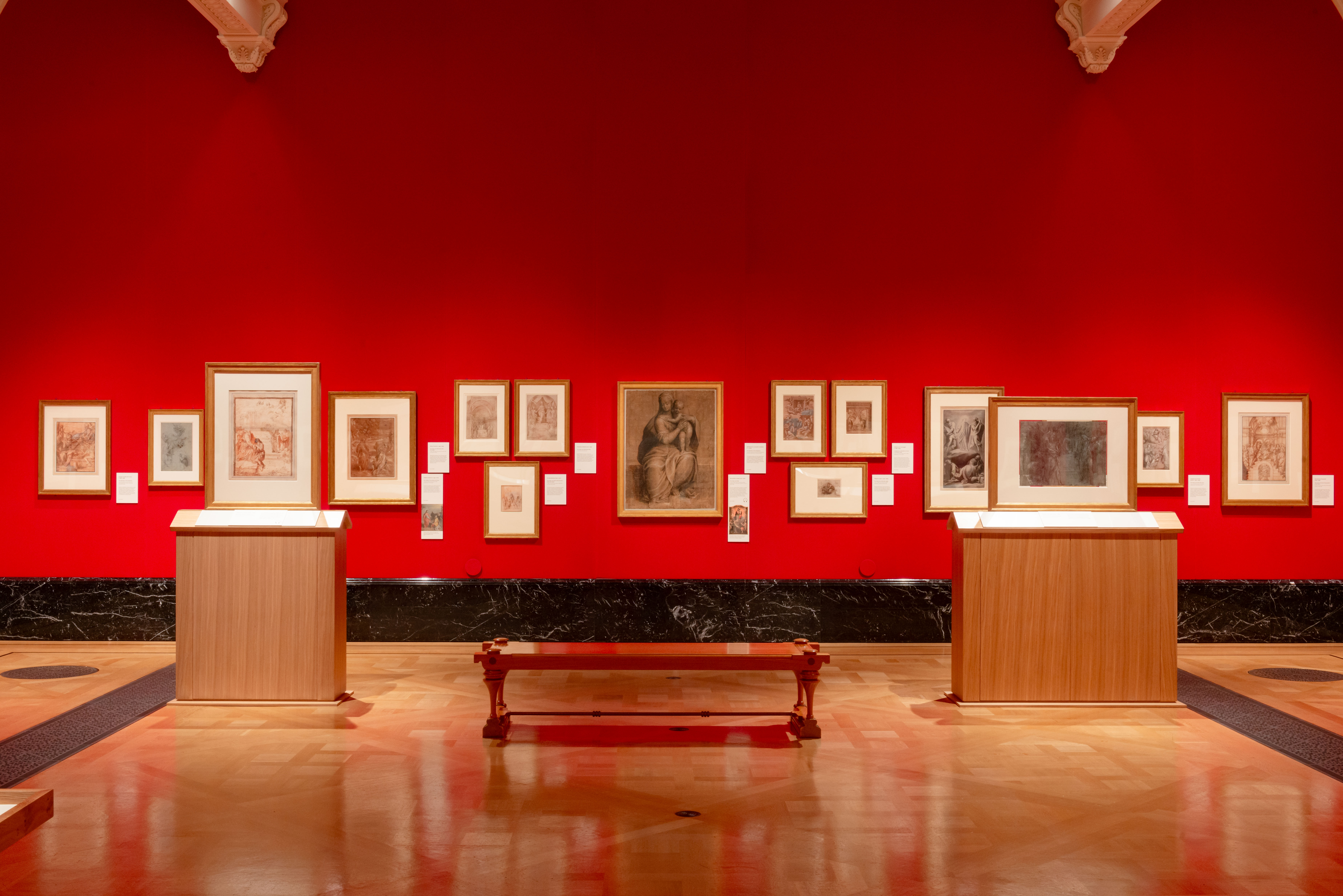 Renaissance drawings on the wall in the Gallery
