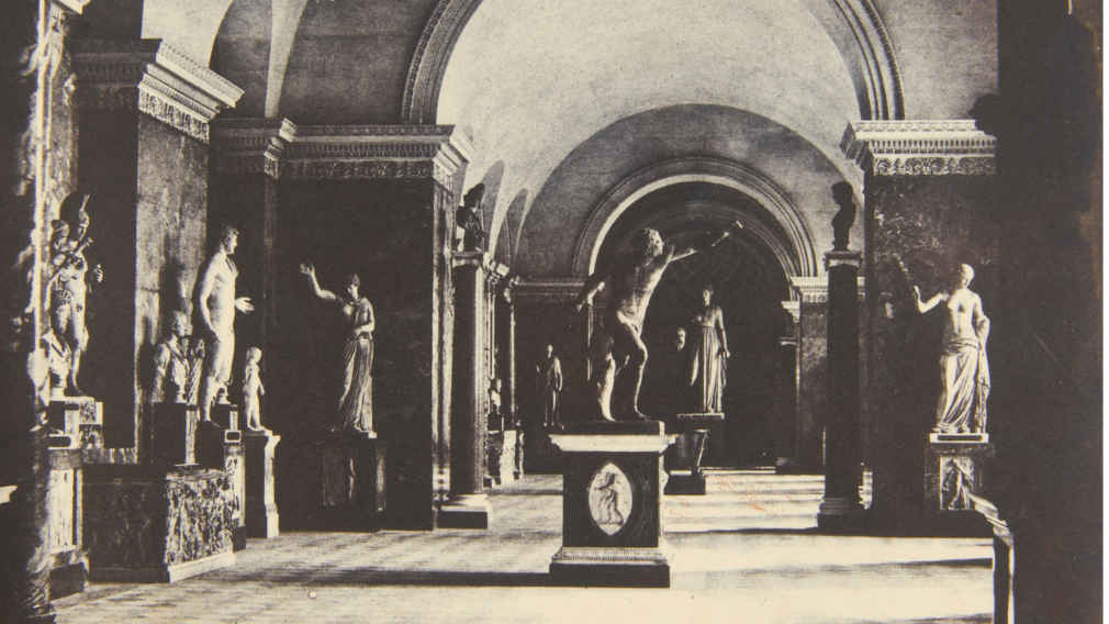 Louis Désiré Blanquart-Evrard, Interior of the Museum of Antiquities, Louvre, 1855-60 (RCIN 2905967) Photograph of the Louvre Museum's antiquity display in 1855-60 by Louis Désiré Blanquart-Evrard.