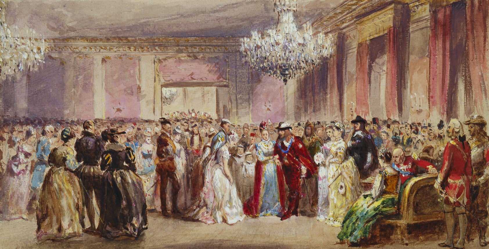 Godefroy Durand, The Marlborough House fancy ball on 22 July 1874, 1874 (RCIN 913231) A watercolour painting of the Marlborough House fancy ball 22 July 1874.