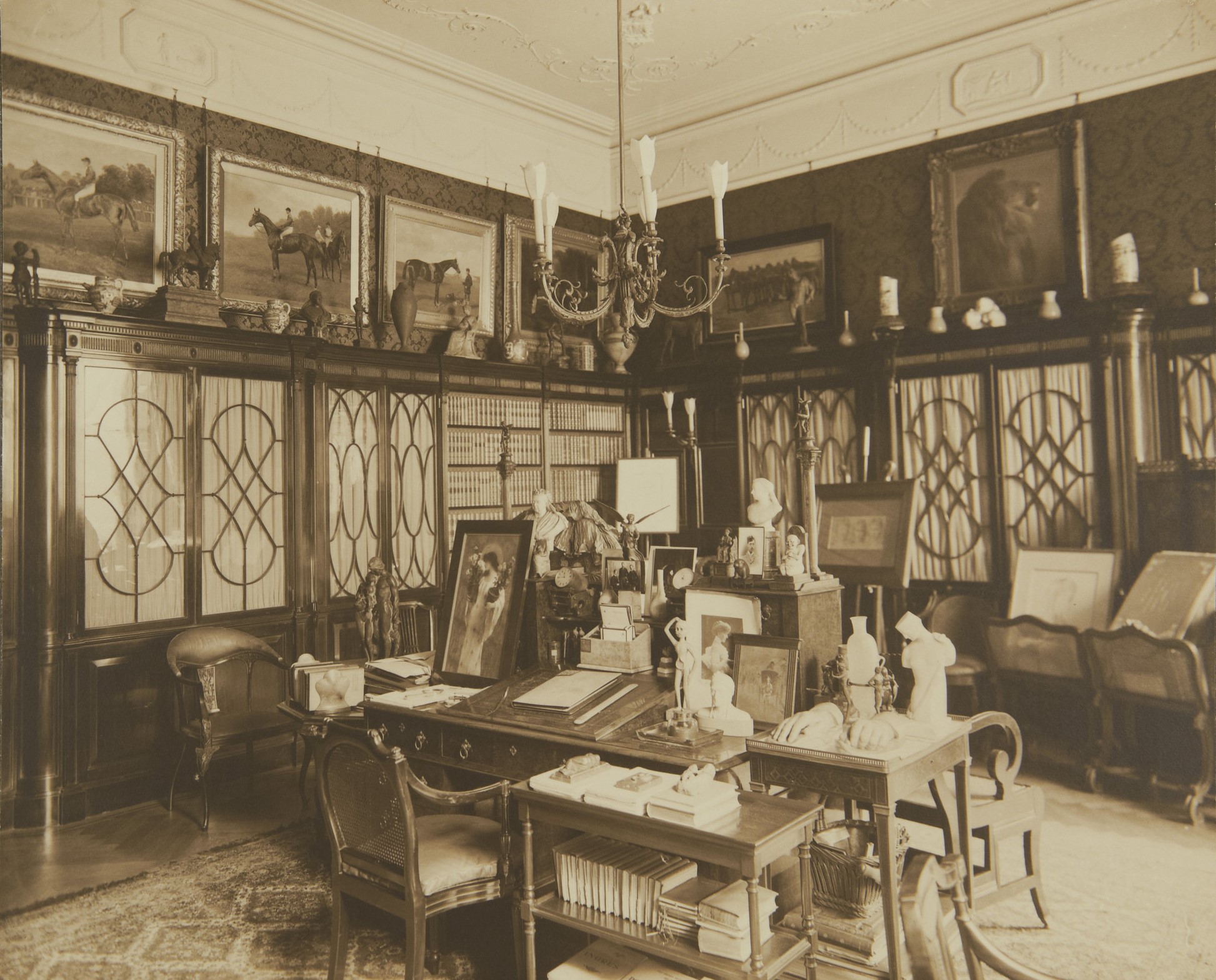 First Floor Library, Marlborough House, 1912 (RCIN 2102018) Photograph of the First Floor Library at Marlborough in 1912.