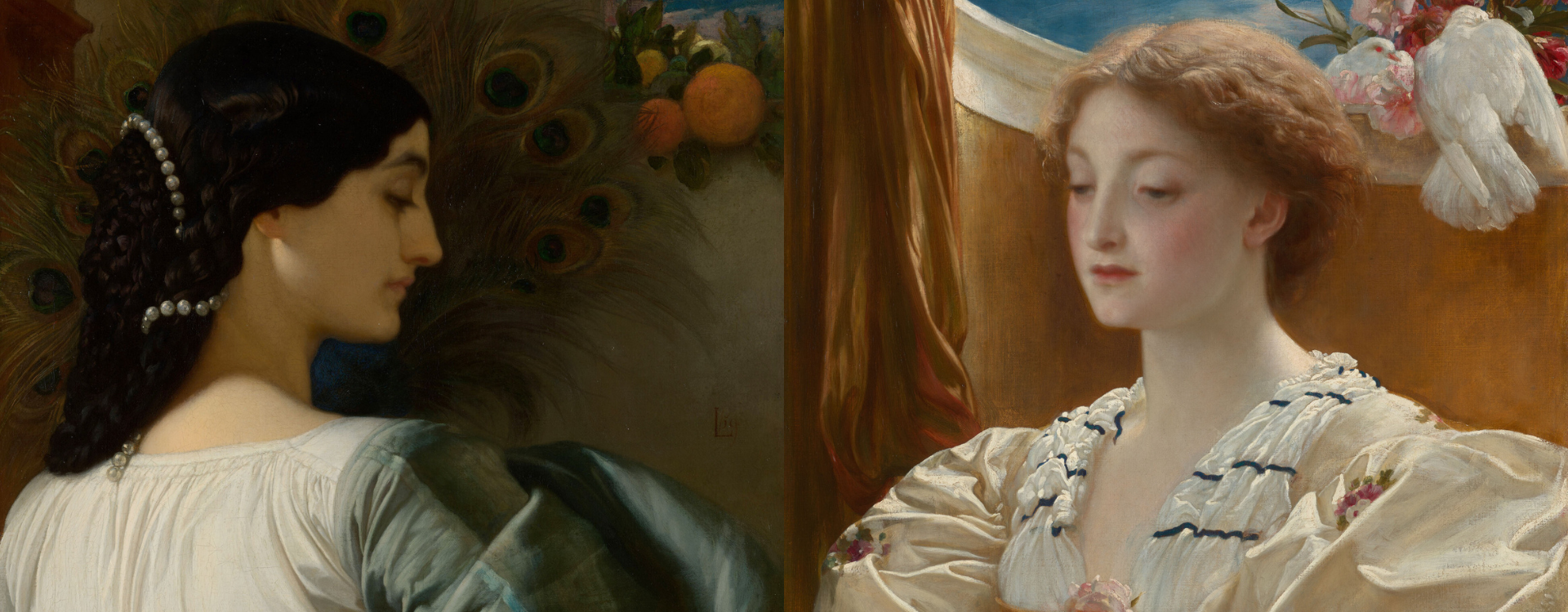 Left: Frederic Leighton, Nanna (Pavonia), 1859 (RCIN 404570). Right: Frederic Leighton, Bianca, 1862 (RCIN 404569) Two portrait paintings by Frederic Leighton, Nanna and Bianca.
