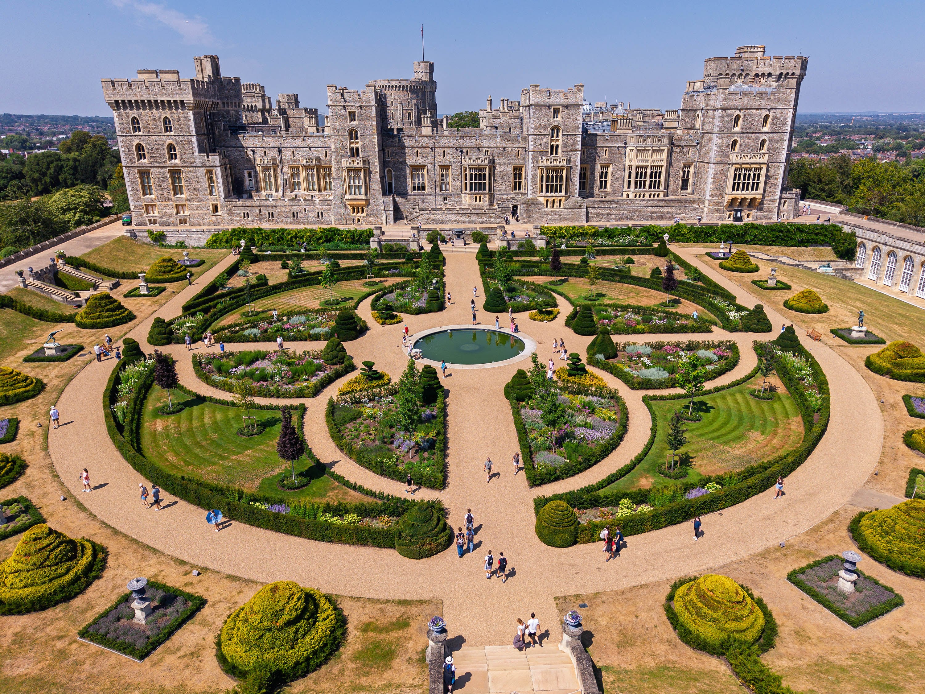 The newly transformed Venus Garden at Windsor Castle, with the Castle in the background