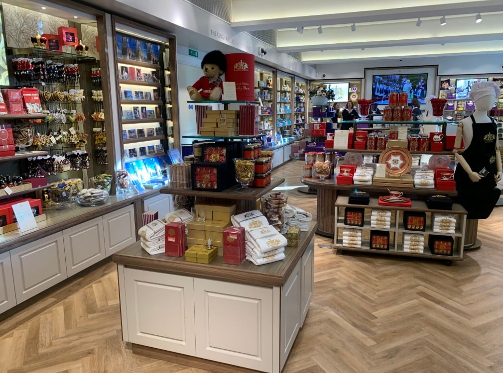Interior view of shop with display stands