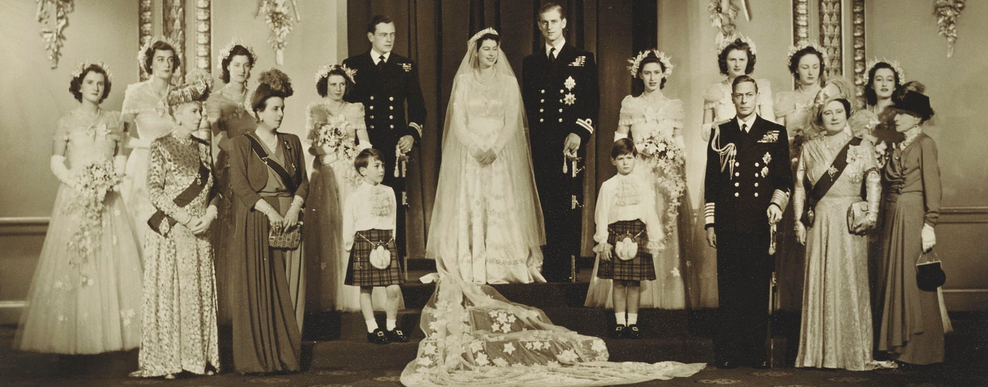 Group photo on Queen Elizabeth II's wedding day