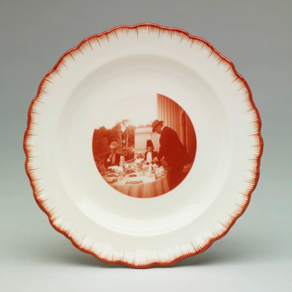 RCIN 53059.1 - A side plate featuring a photograph taken by Queen Alexandra when Princess of Wales A side plate featuring a photograph taken by Queen Alexandra when Princess of Wales