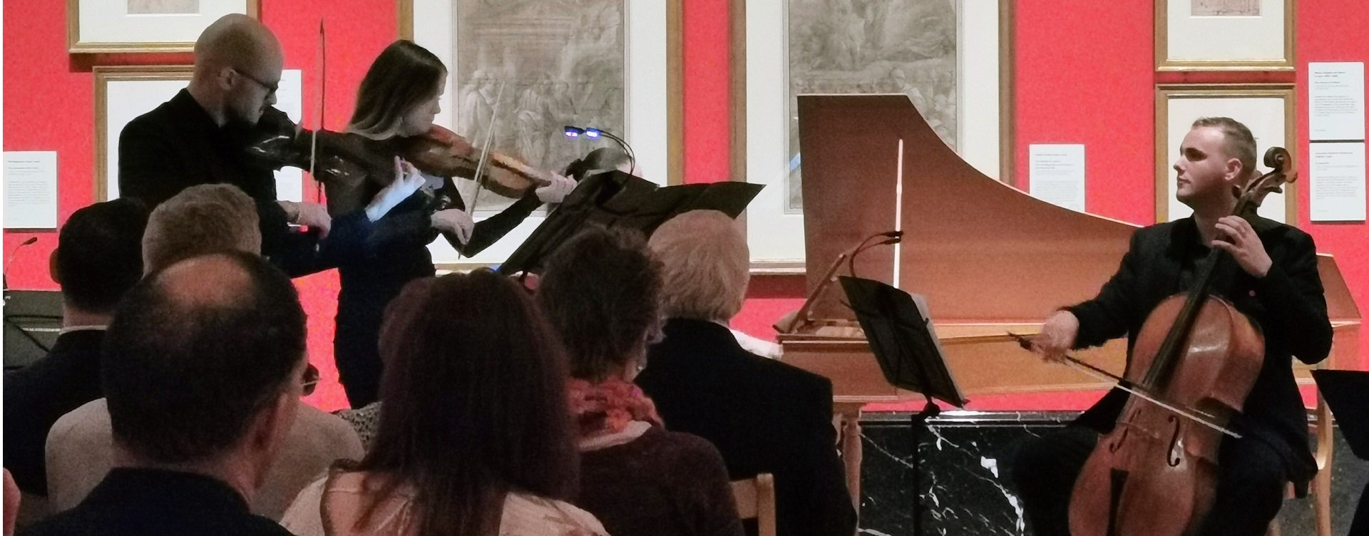 Performers from the Royal College of Music playing in The King's Gallery, Buckingham Palace