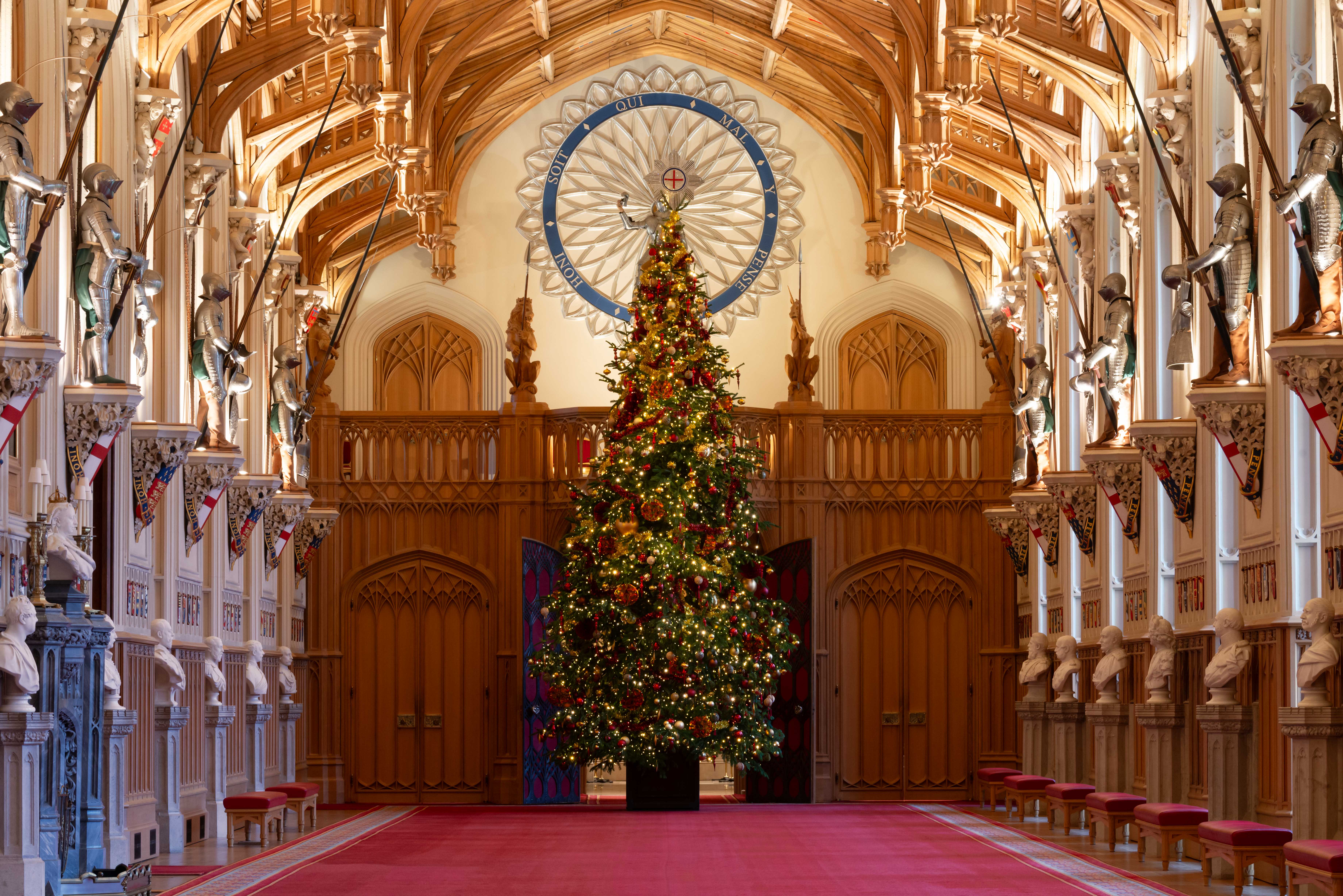 The Christmas tree in St George's Hall at Windsor Castle