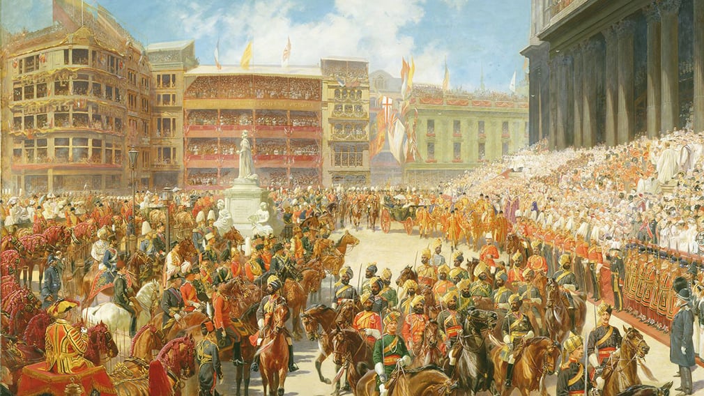 Painting of crowd outside St Pauls Cathedral in London