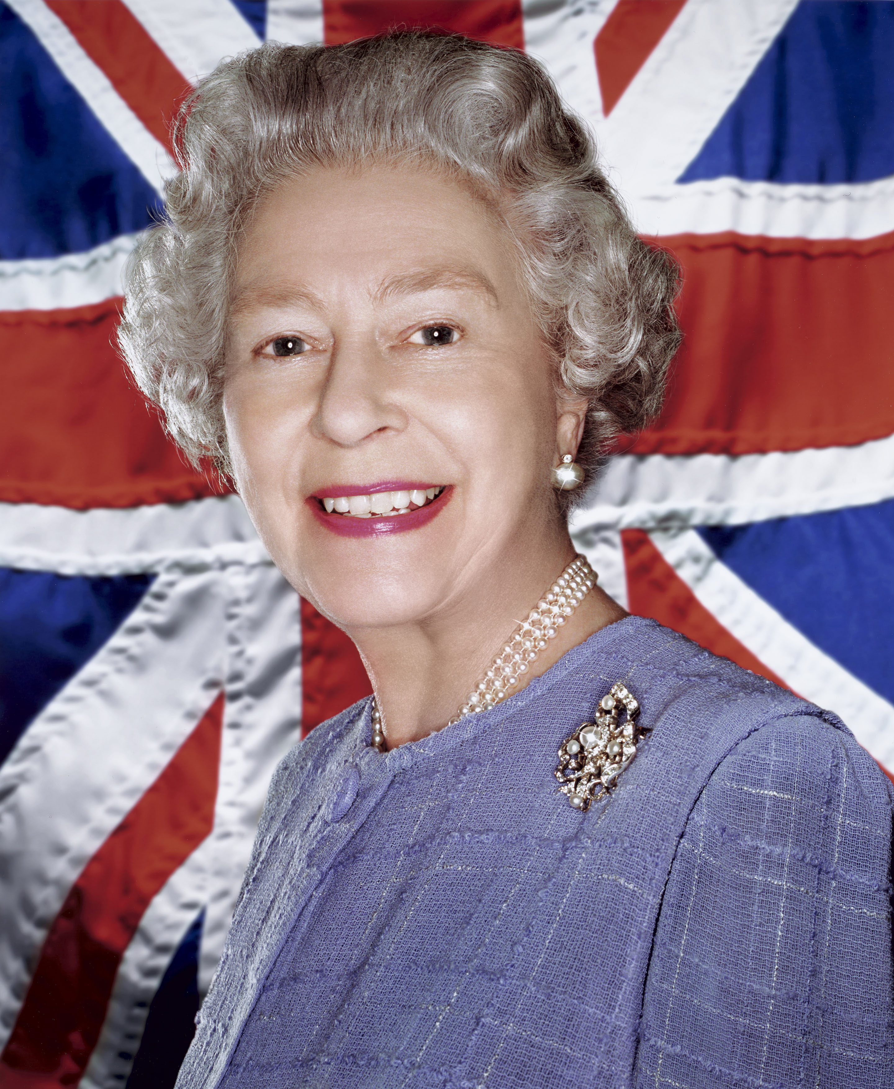 Rankin, Queen Elizabeth II, 2001 (RCIN 2119555) A superimposed portrait of Queen Elizabeth II onto a Union flag by Rankin.