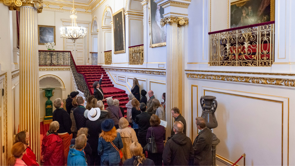 The Grand Staircase at St James's Palace Visitors walking up the Grand Staircase in St James's Palace.