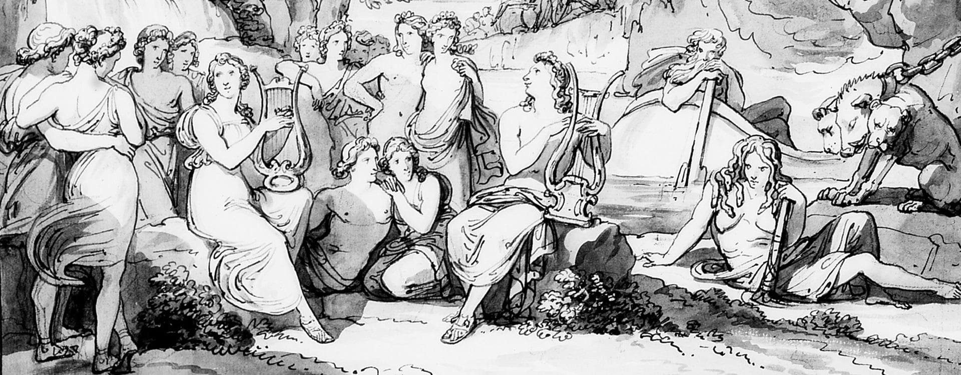 Sappho singing to a group of Maidens, Bartolomeo Pinelli (1781-1835) Sappho singing to a group of Maidens, Bartolomeo Pinelli (1781-1835)