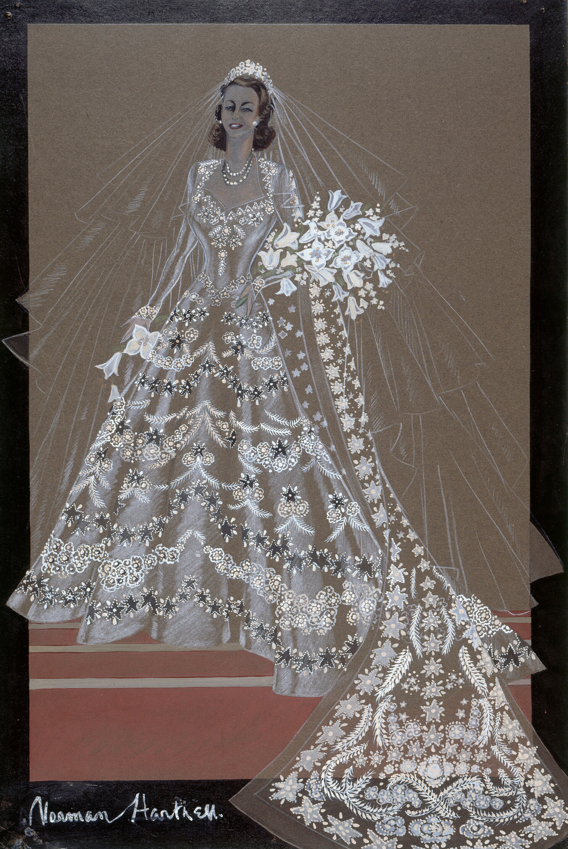 A drawing of a wedding dress