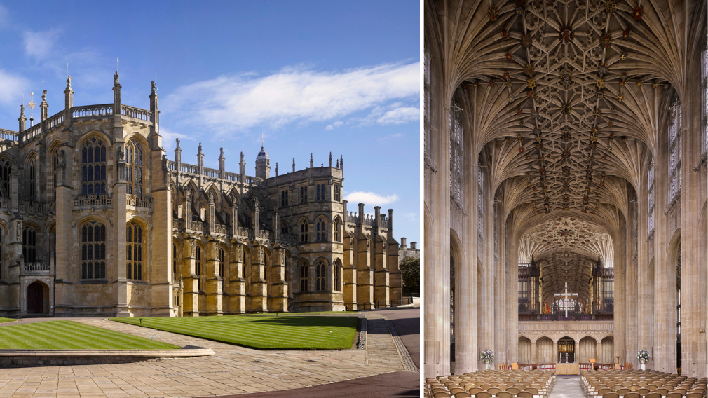 Exterior and interior photographs of St George's Chapel.