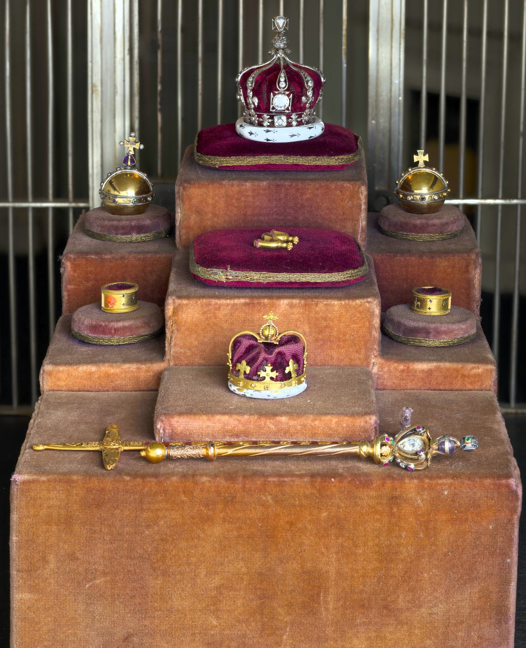 The Strong Room in Queen Mary's Dolls' House, housing a miniature copy of the Crown Jewels The Strong Room in Queen Mary's Dolls' House, housing miniature copy of the Crown Jewels