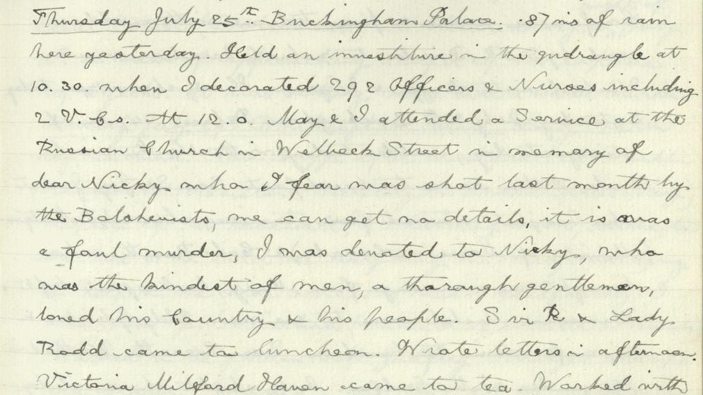 George V's diary entry about Nicholas II