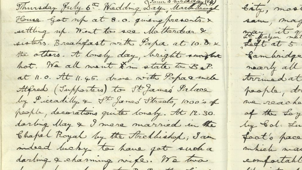 George V’s diary entry for his wedding day