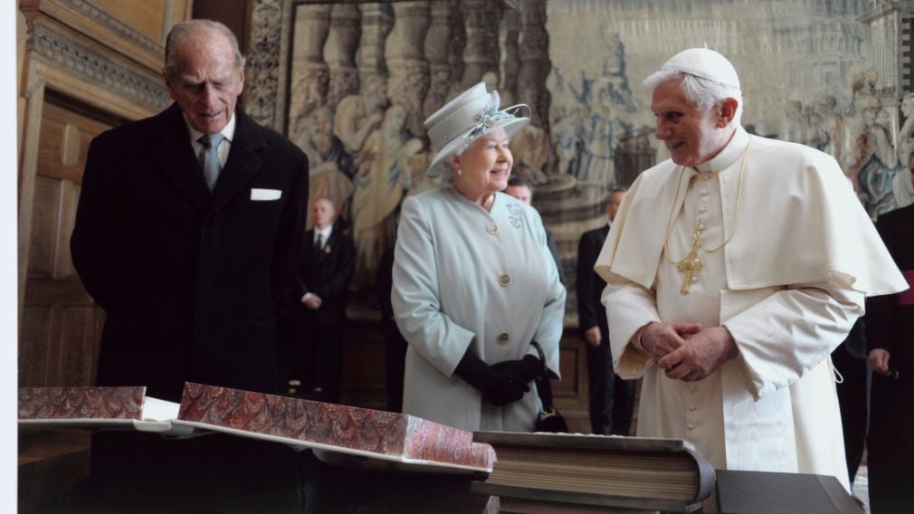 Queen Elizabeth II and Prince Philip meeting Pope Benedict XVI (RCIN 2510726) Queen Elizabeth II and Prince Philip meeting Pope Benedict XVI