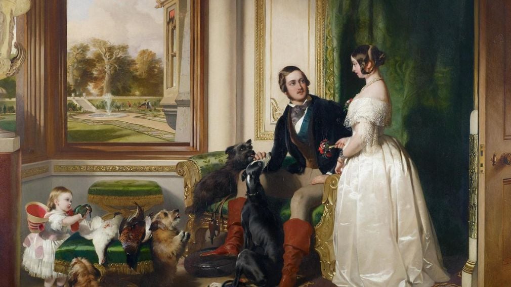 Painting of Queen Victoria and Prince Albert at Windsor Castle by Sir Edwin Landseer (RCIN 406903) Painting of Queen Victoria and Prince Albert at Windsor Castle