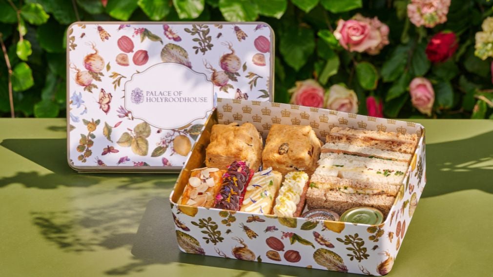 Afternoon Tea served in a keepsake tin, from the Café at the Palace of Holyroodhouse Afternoon Tea served in a keepsake tin, from the Café at the Palace of Holyroodhouse