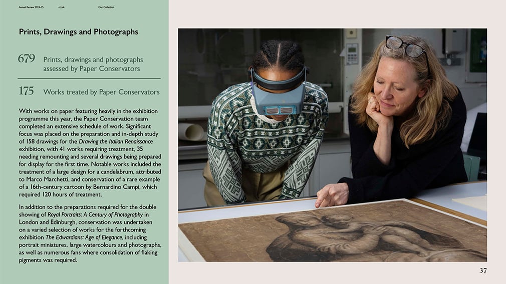 Page about paper conservation from the Royal Collection Trust annual report 2024-25