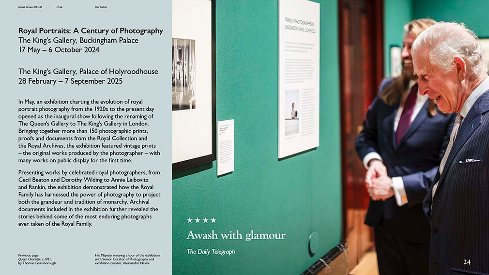 Page about Royal Portraits exhibition from the Royal Collection Trust annual report 2024-25