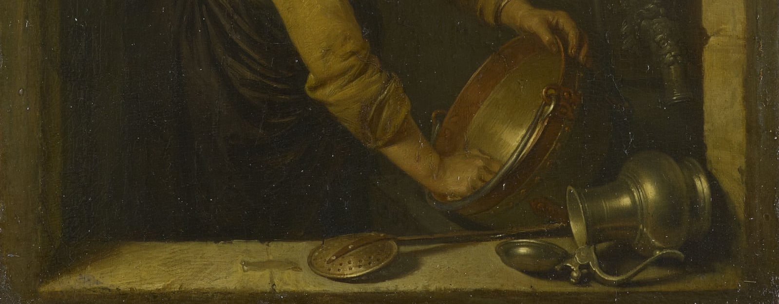 crop of washer woman's hands and bucket