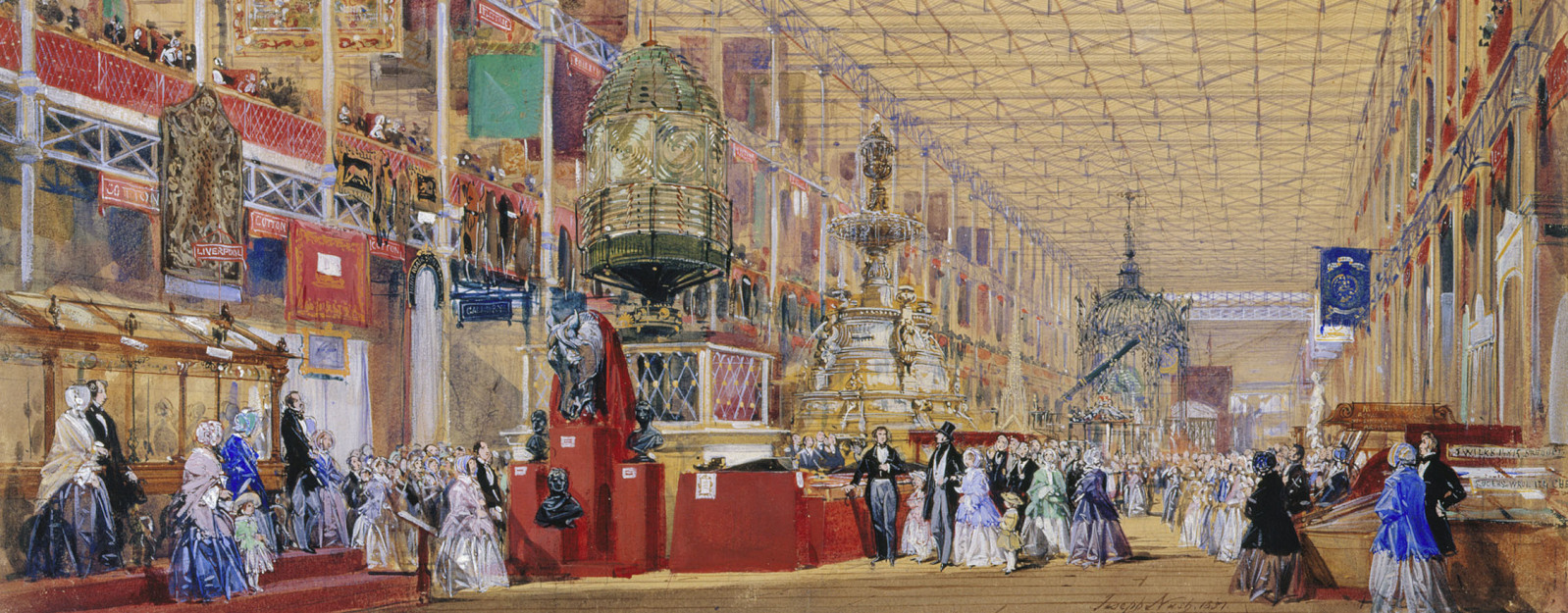 The Great Exhibition of 1851: the British Nave dated 1851 by Joseph Nash 