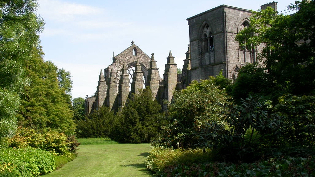 View of Holyrood Abbey ruins from the garden