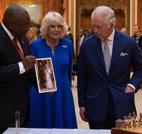 King Charles III and The Queen Consort with President Cyril Ramaphosa at Buckingham Palace. PA images King Charles III and The Queen Consort with President Cyril Ramaphosa at Buckingham Palace