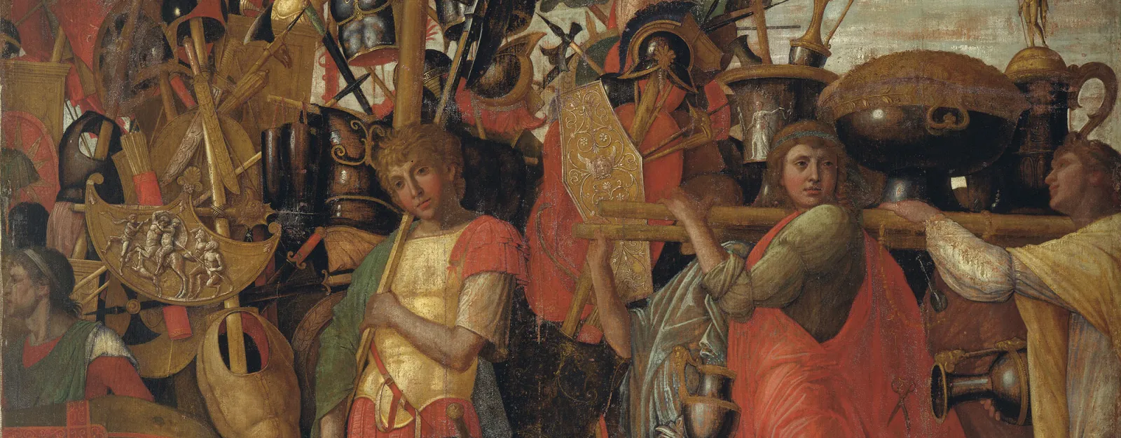 The Triumphs of Caesar: 3. The Trophy Bearers This painting is one of nine canvases known as The Triumphs of Caesar, which can be counted amongst the finest achievements in Italian Renaissance art. They were probably painted for Franceso II Gonzaga (1466-1519), who became the 4th Marquis of Mantua in